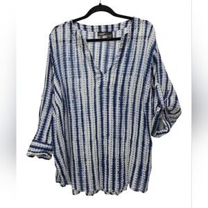 Sara Studio 100% Cotton Blue/White Tunic, Size 1 X